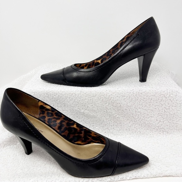 Anne Klein lflex black Lointed  toes leather heels - Picture 1 of 10
